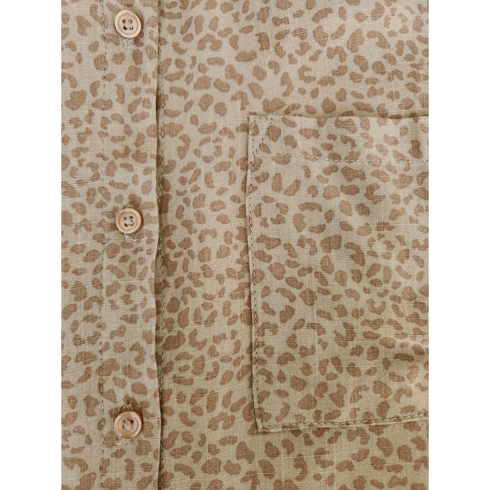 Pink Rose Women's Large 100% Rayon Leopard Print Long Sleeve Button Flirt Blouse - Picture 5 of 12